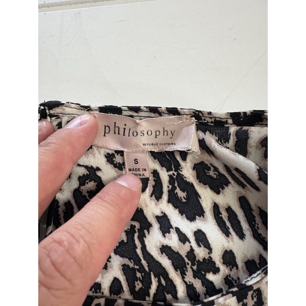 Philosophy Animal Print Blouse Chiffon Flutter Sleeves Small Leopard Cheetah - Picture 2 of 6